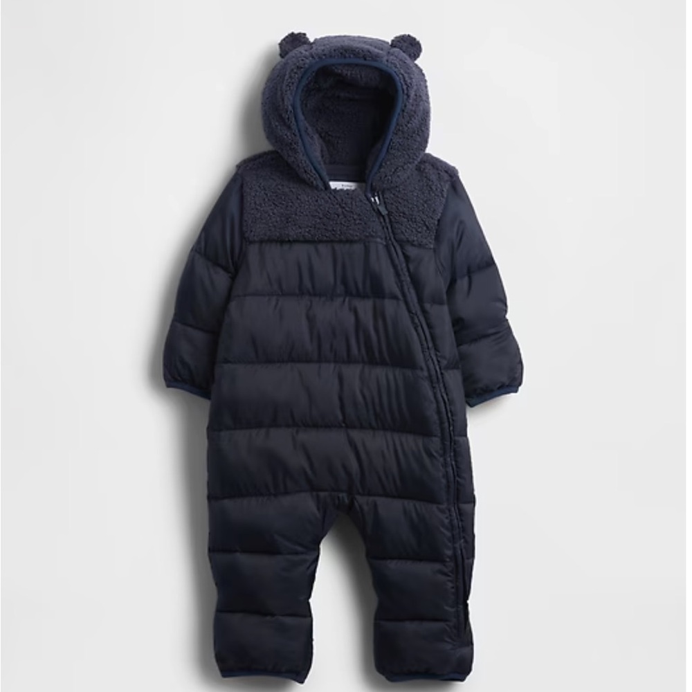 Navy Blue Baby Snowsuit with Hood
